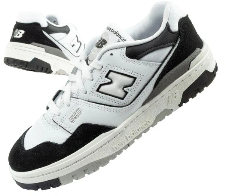 New Balance 550 jaunimo sportiniai bateliai odiniai madingi juodi balti