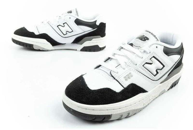 New Balance 550 jaunimo sportiniai bateliai odiniai madingi juodi balti