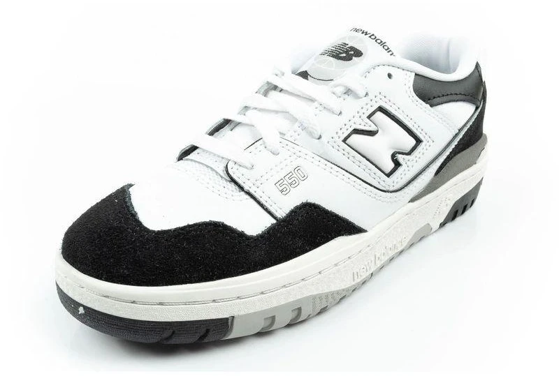 New Balance 550 jaunimo sportiniai bateliai odiniai madingi juodi balti