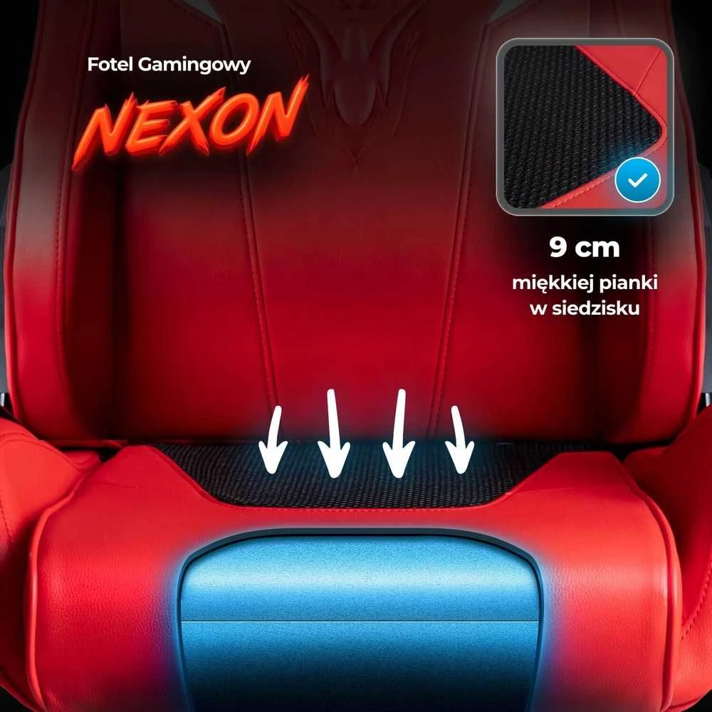 NEXON raudona pasukama žaidimų kėdė – komfortas ir stilius kiekvienam žaidėjui