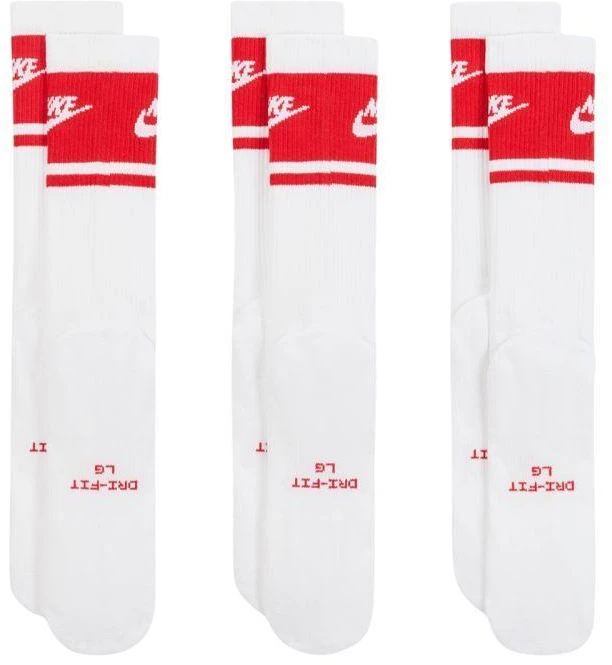 Nike Everyday Elevated Crew kojinės, 3 poros, baltos ir raudonos, IM7949 900