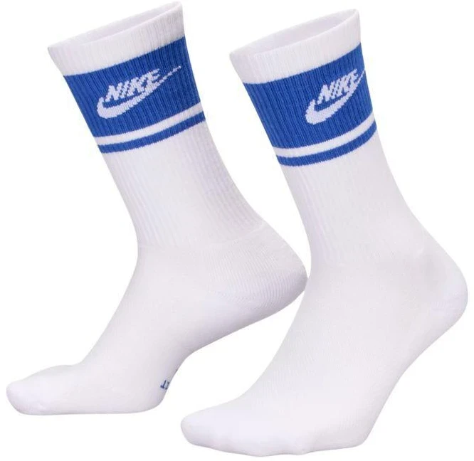 Nike Everyday Elevated ilgos kojinės, 3 poros, baltos ir mėlynos spalvos, IM7949 904