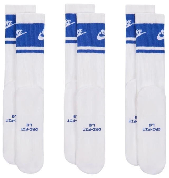 Nike Everyday Elevated ilgos kojinės, 3 poros, baltos ir mėlynos spalvos, IM7949 904