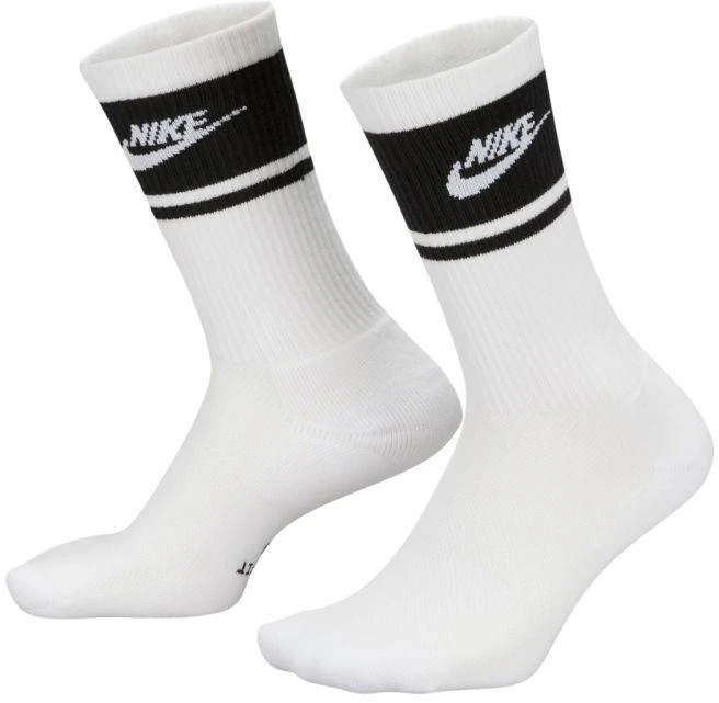 Nike Everyday Elevated ilgos kojinės, 3 poros, baltos ir juodos spalvos, IM7949 901