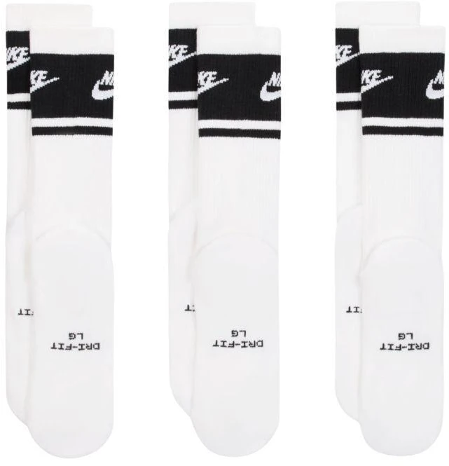 Nike Everyday Elevated ilgos kojinės, 3 poros, baltos ir juodos spalvos, IM7949 901