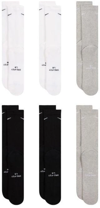 Nike Everyday Elevated kojinės, 6 poros, baltos, juodos, pilkos spalvos HQ8021 903