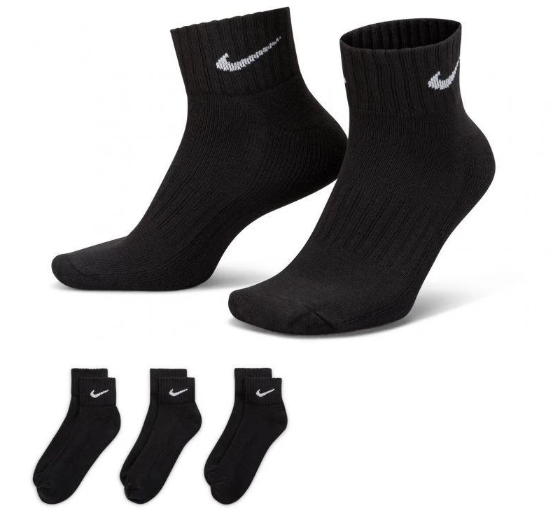 Nike Value Cotton Quarter kojinės 3 poros SX4926 001