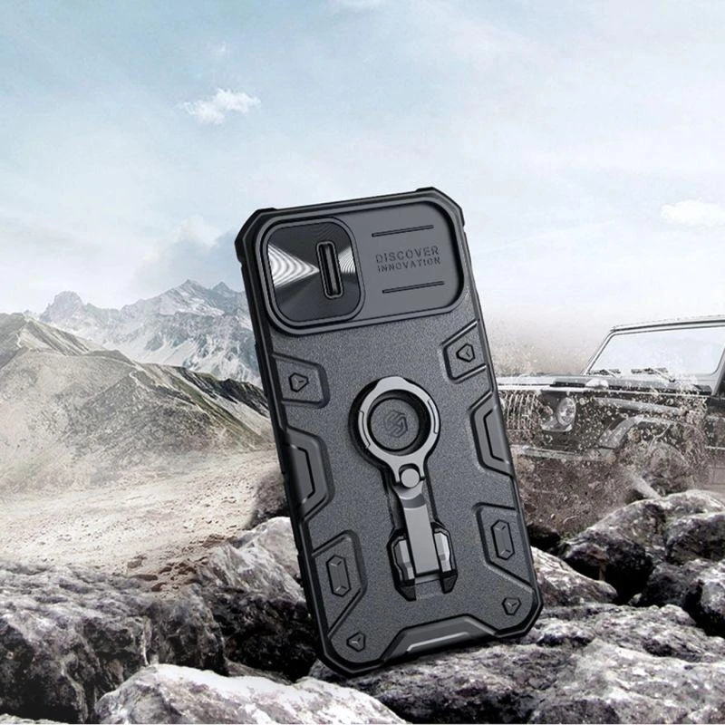 Nillkin CamShield Armor Pro Apple iPhone 14 Plus armored with camera ring stand dėklas telefonui mėlynos spalvos