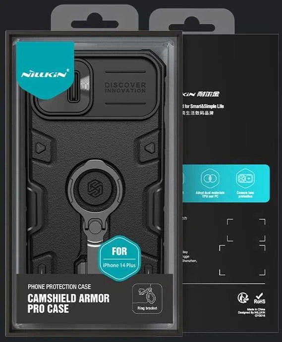 Nillkin CamShield Armor Pro Apple iPhone 14 Plus armored with camera ring stand dėklas telefonui mėlynos spalvos