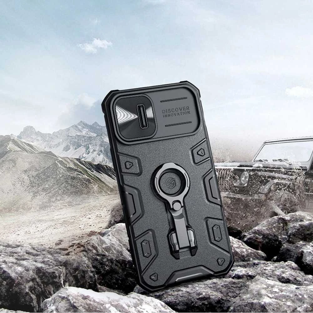 Nillkin CamShield Armor Pro Apple iPhone 14 Plus armored with camera ring stand dėklas telefonui mėlynos spalvos