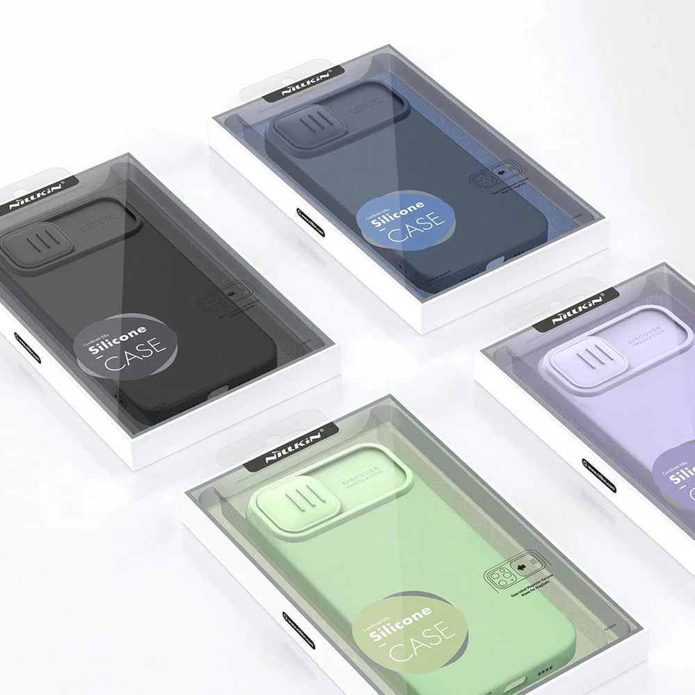 Dėklas Nillkin CamShield Silky Magnetic Silicone Apple iPhone 14 Plus šviesiai žalias