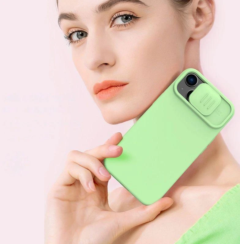 Nillkin CamShield Silky silikoninis Apple iPhone 14 Plus with camera dėklas telefonui žalios spalvos