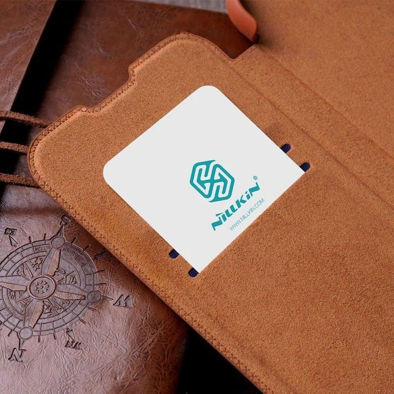 Dėklas Nillkin Qin Pro Leather Apple iPhone 14 Plus rudas