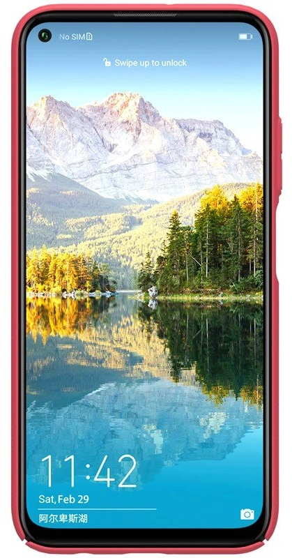 Nillkin Super Frosted Shield - dėklas skirtas Huawei P40 Lite / Nova 7i / Nova 6 SE Bright Raudona