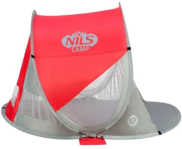 Sulankstoma paplūdimio palapinė Nils Camp NC3142 raudona-pilka