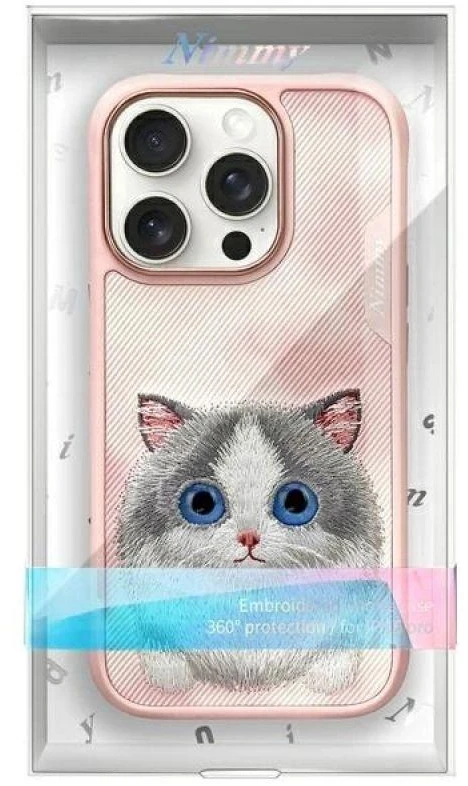 Nimmy dėklas Apple iPhone 16 Pro Max 6.9″ rožinės spalvos Big Eyed Pet 2.0 Cat