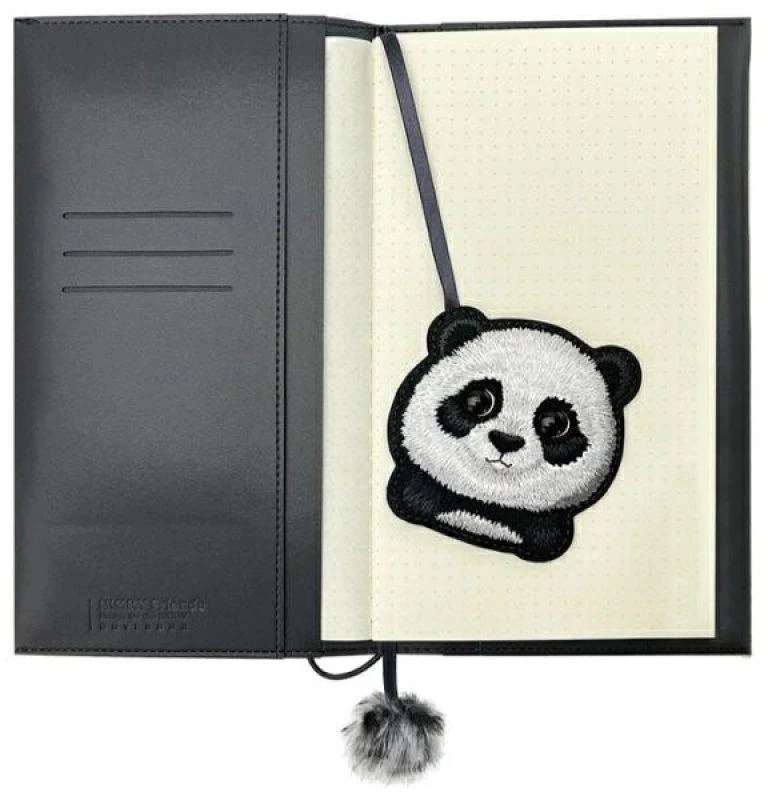 Nimmy rinkinys 2in1 užrašų knygelė + rašiklis juodos spalvos Big Eyed Pet 2.0 Panda