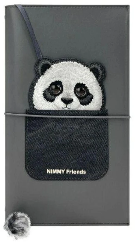 Nimmy rinkinys 2in1 užrašų knygelė + rašiklis juodos spalvos Big Eyed Pet 2.0 Panda