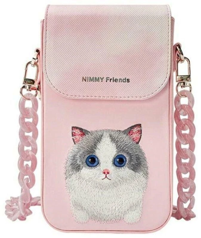 Dėklas Nimmy torebka na telefon rožinės spalvos Big Eyed Pet 2.0 Cat