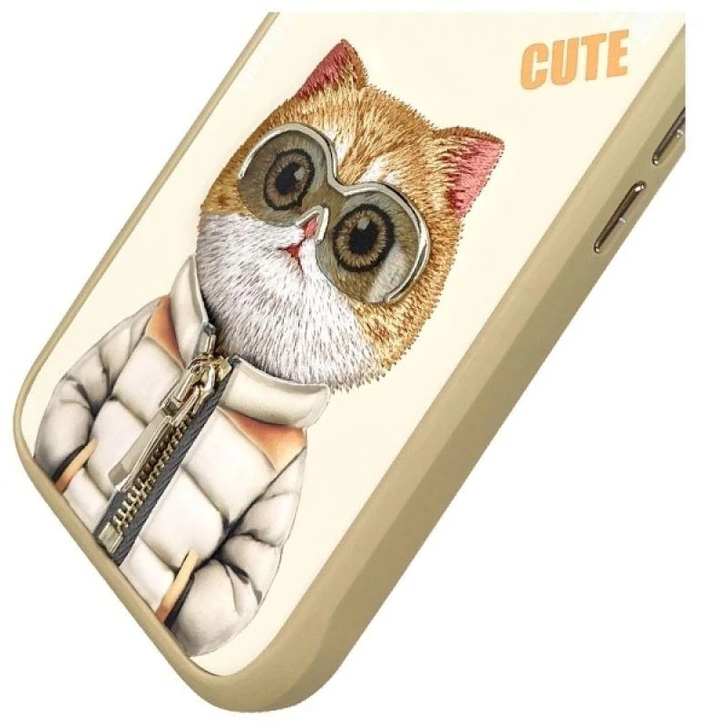 Dėklas Nimmy Apple iPhone 16 6.1" chaki spalvos, „Cool&Cute 2.0“ katės spalvos