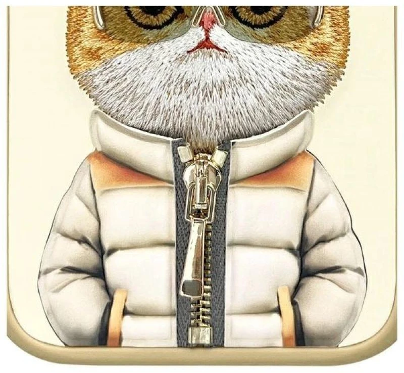 Dėklas Nimmy Apple iPhone 16 6.1" chaki spalvos, „Cool&Cute 2.0“ katės spalvos