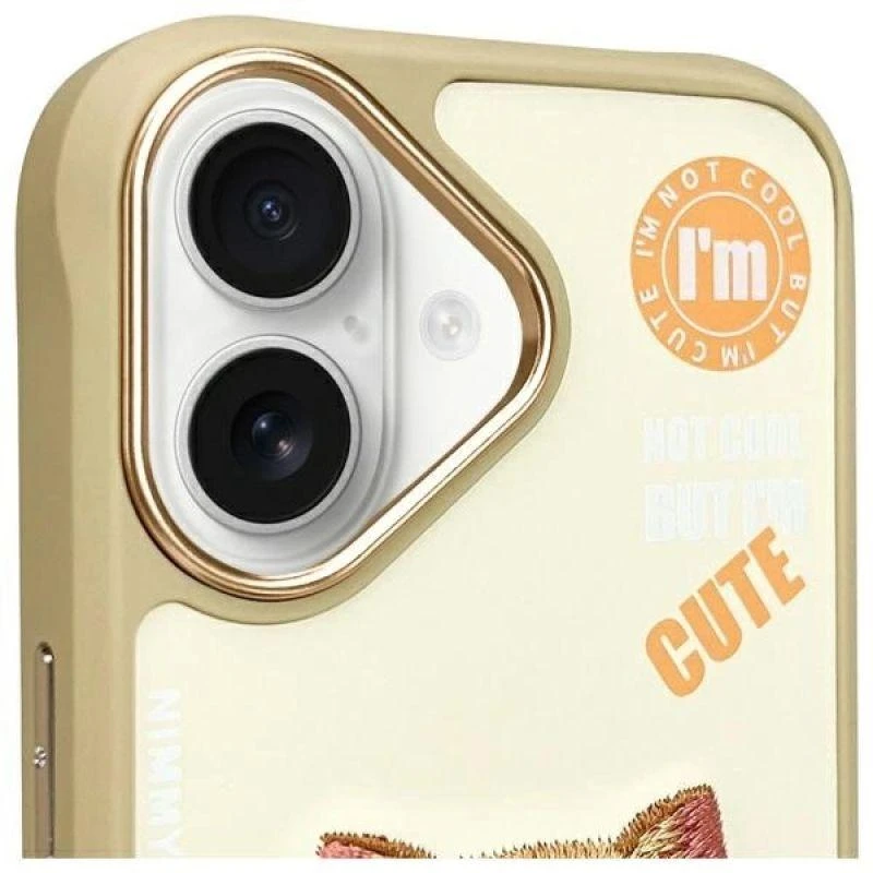 Dėklas Nimmy Apple iPhone 16 6.1" chaki spalvos, „Cool&Cute 2.0“ katės spalvos