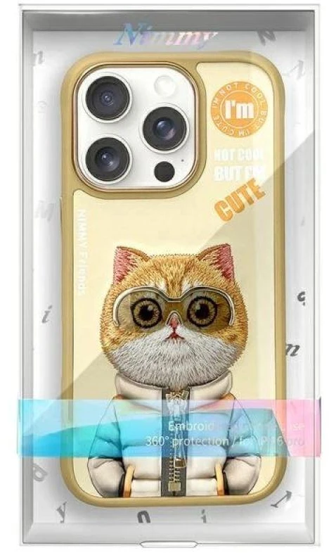 Nimmy Apple iPhone 16 Pro 6.3″ dėklas telefonui haki spalvos Cool&Cute 2.0 Cat