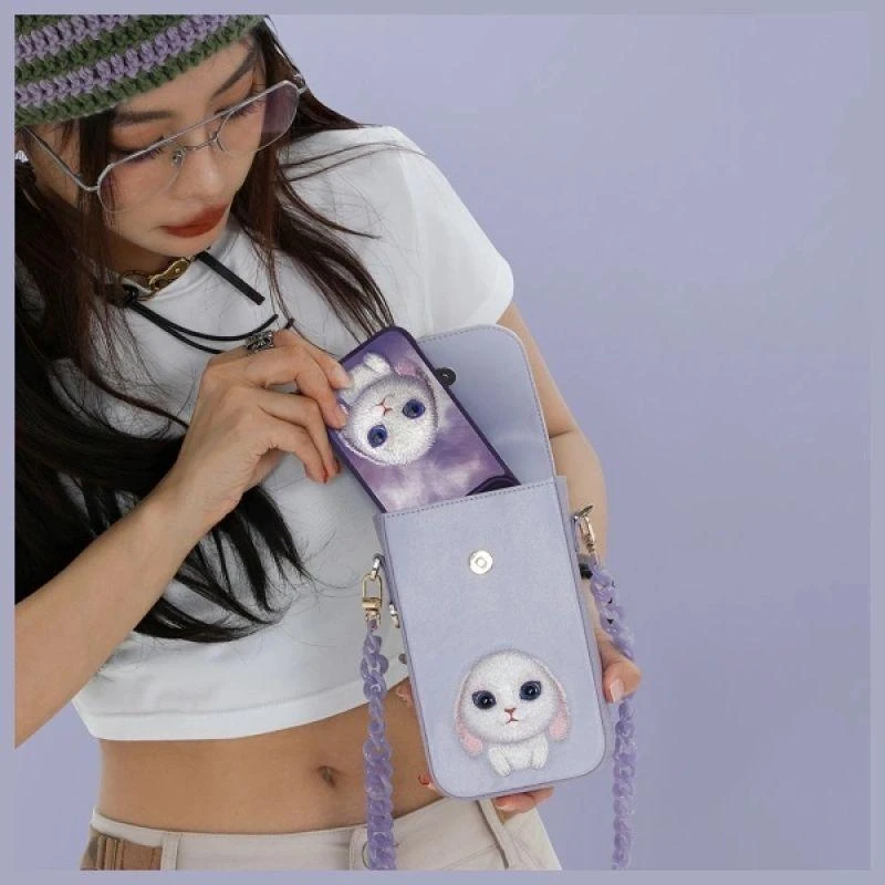 Dėklas Nimmy torebka na telefon violetinės spalvos Big Eyed Pet 2.0 Rabbit