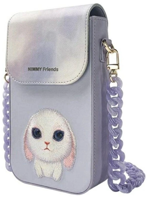 Dėklas Nimmy torebka na telefon violetinės spalvos Big Eyed Pet 2.0 Rabbit