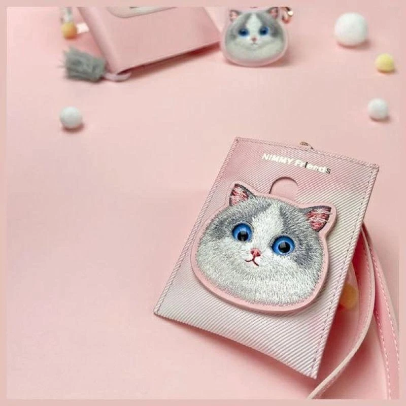 Dėklas Nimmy card wallet rožinės spalvos Big Eyed Pet 2.0 Cat