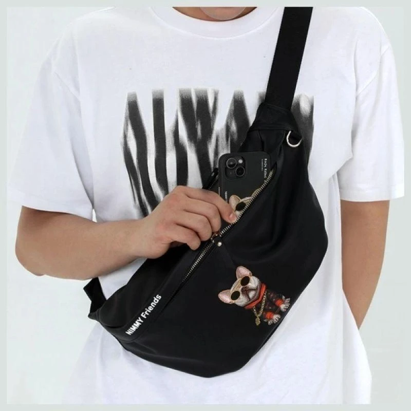 Nimmy krepšys ant rėmo haki spalvos Crossbody Glasses Cool Dog