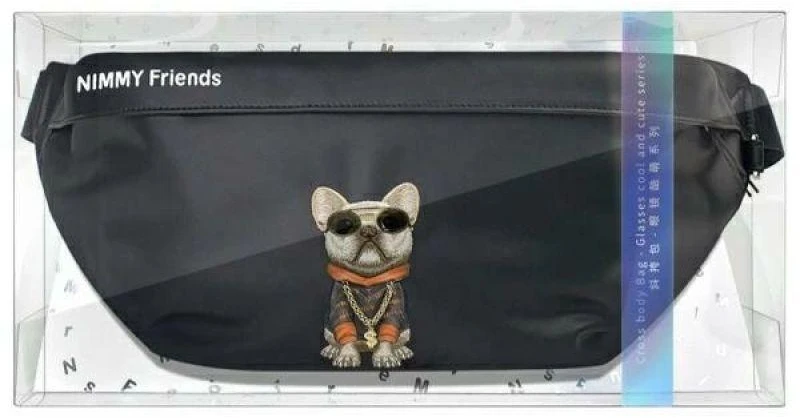 Pečių krepšys ant juosmens Nimmy Glasses Cool Dog juodas