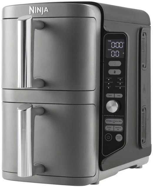 Karšto oro gruzdintuvė Ninja Double Stack XL, 2 lygių, 9,5 l, SL400EU, Tamsiai pilka