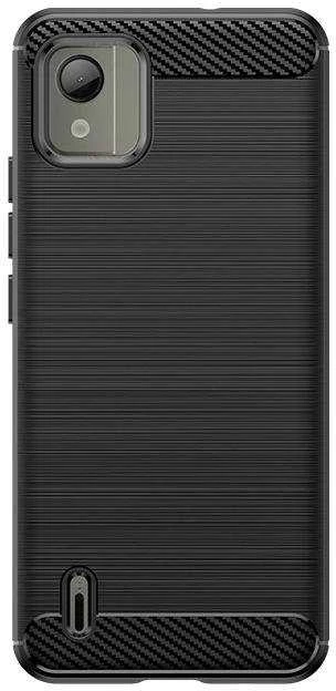 Hurtel Carbon silikoninis dėklas skirtas Nokia C110 – juodos spalvos