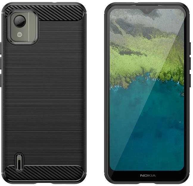 Hurtel Carbon silikoninis dėklas skirtas Nokia C110 – juodos spalvos
