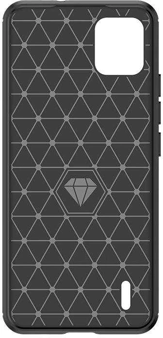 Hurtel Carbon silikoninis dėklas skirtas Nokia C110 – juodos spalvos