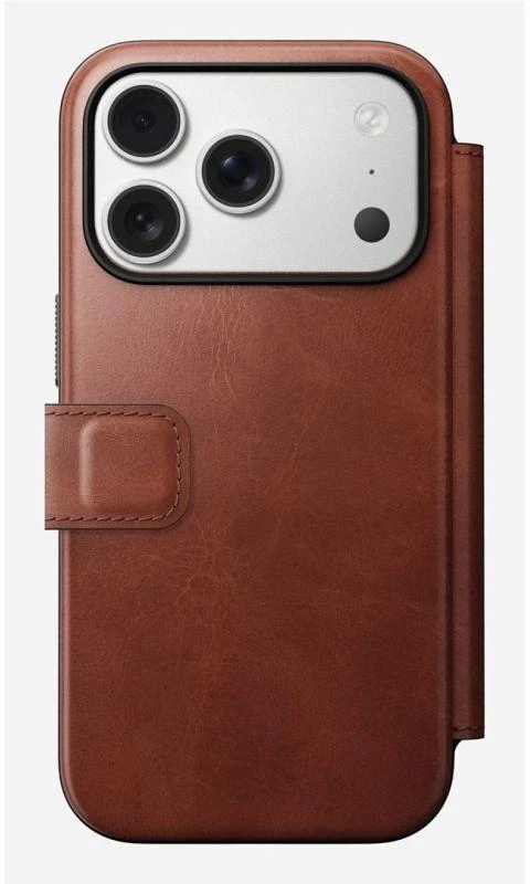 Dėklas Nomad Modern Leather Folio, olde dublin (Horween) - iPhone 17 Pro