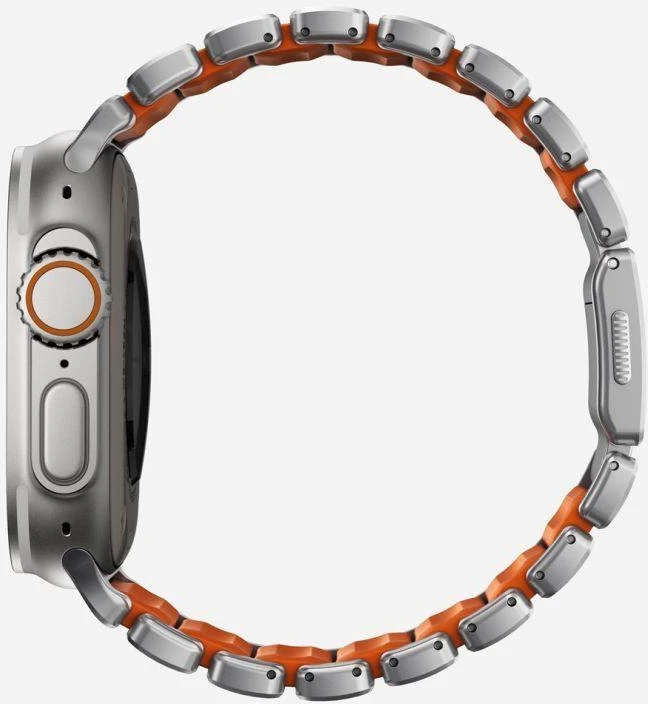 Apyrankė Nomad Stratos Band, natural titanium, ultra oranžinis FKM - AW 45/46/49mm