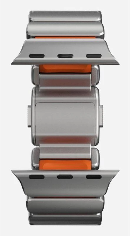 Apyrankė Nomad Stratos Band, natural titanium, ultra oranžinis FKM - AW 45/46/49mm