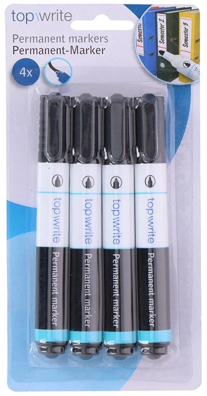 Topwrite – Nuolatinis markeris, 4 vnt. (Juodas)