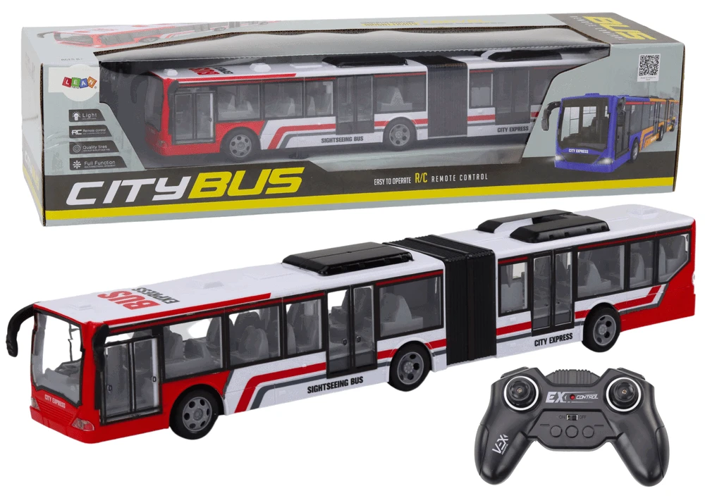 Lean Toys Autobusas su nuotolinio valdymo pultu, raudonas/baltas