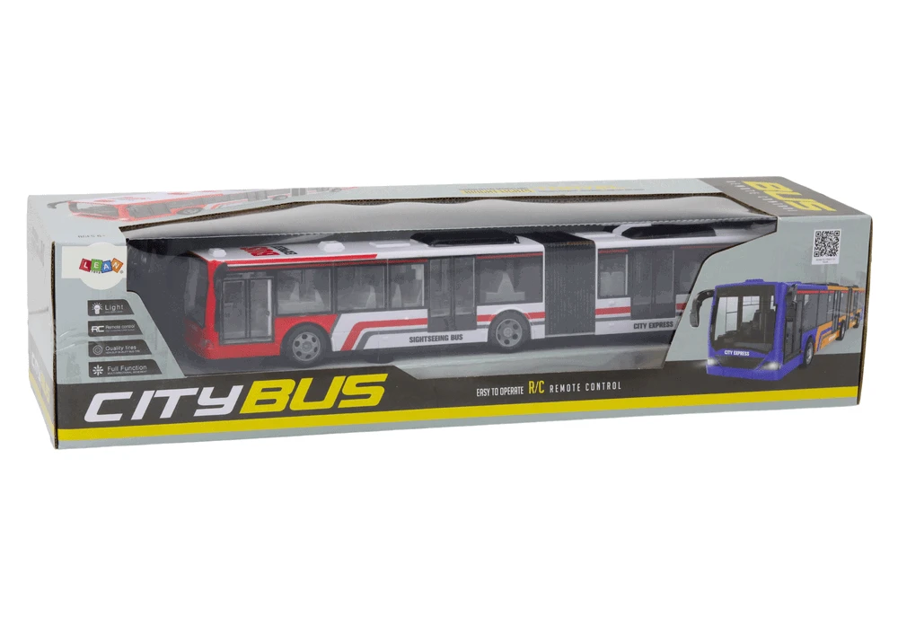 Lean Toys Autobusas su nuotolinio valdymo pultu, raudonas/baltas