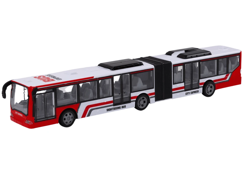 Lean Toys Autobusas su nuotolinio valdymo pultu, raudonas/baltas