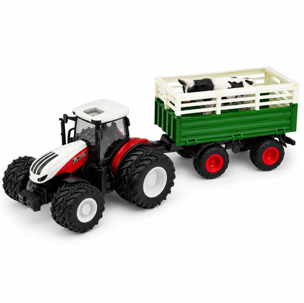 Lean Toys Nuotoliniu būdu valdomas traktorius 1:24 su priekaba