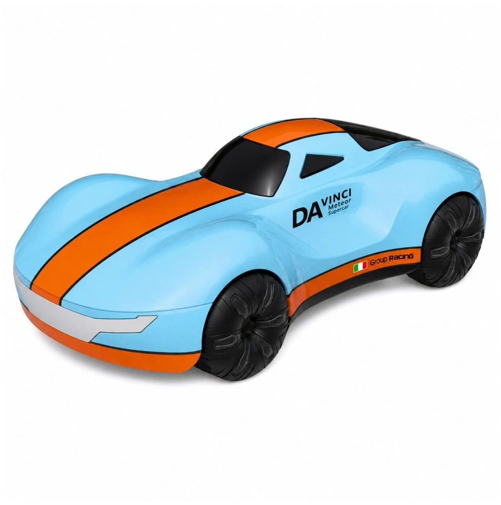 Lean Toys Nuotoliniu būdu valdomas automobilis su valdymu gestais ir dūmų efektu, mėlynas ir oranžinis, 24,2 × 13 × 8 cm