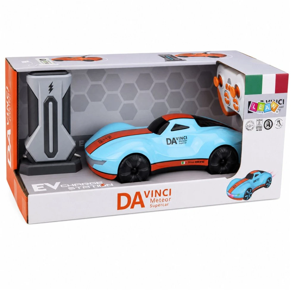 Lean Toys Nuotoliniu būdu valdomas automobilis su valdymu gestais ir dūmų efektu, mėlynas ir oranžinis, 24,2 × 13 × 8 cm