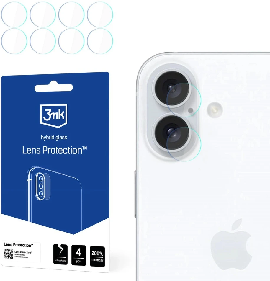 3MK objektyvo apsauga Apple iPhone 16 Plus 6.7" kameros objektyvo apsaugai, 4 vnt.