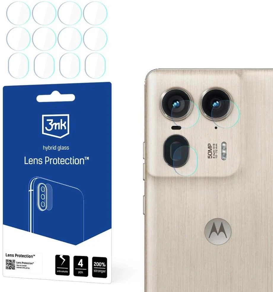 3MK Lens Protect Motorola Moto Edge 50 Ultra telefono kameros objektyvo apsauga 4vnt
