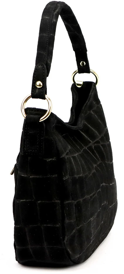 Odinė moteriška rankinė per petį Luka 24-085 Croco Gold