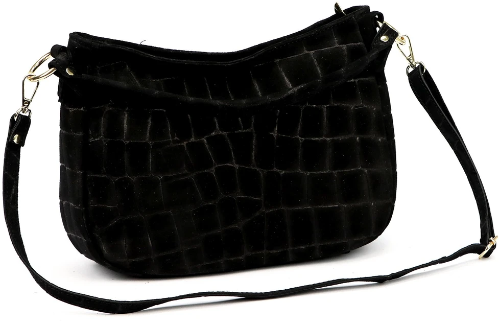 Odinė moteriška rankinė per petį Luka 24-085 Croco Gold